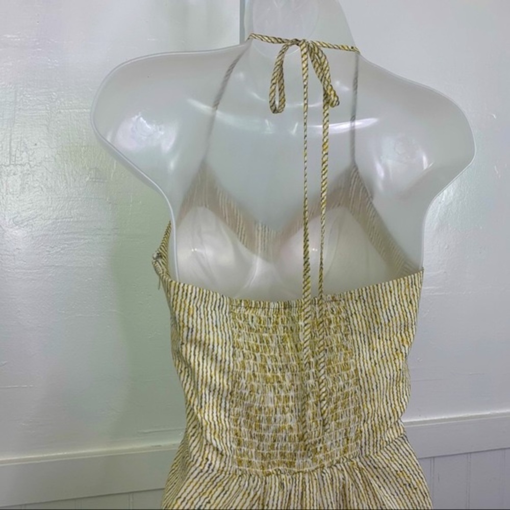 BCBGeneration Yellow Striped Halter Midi Dress | 6 - Picture 7 of 10